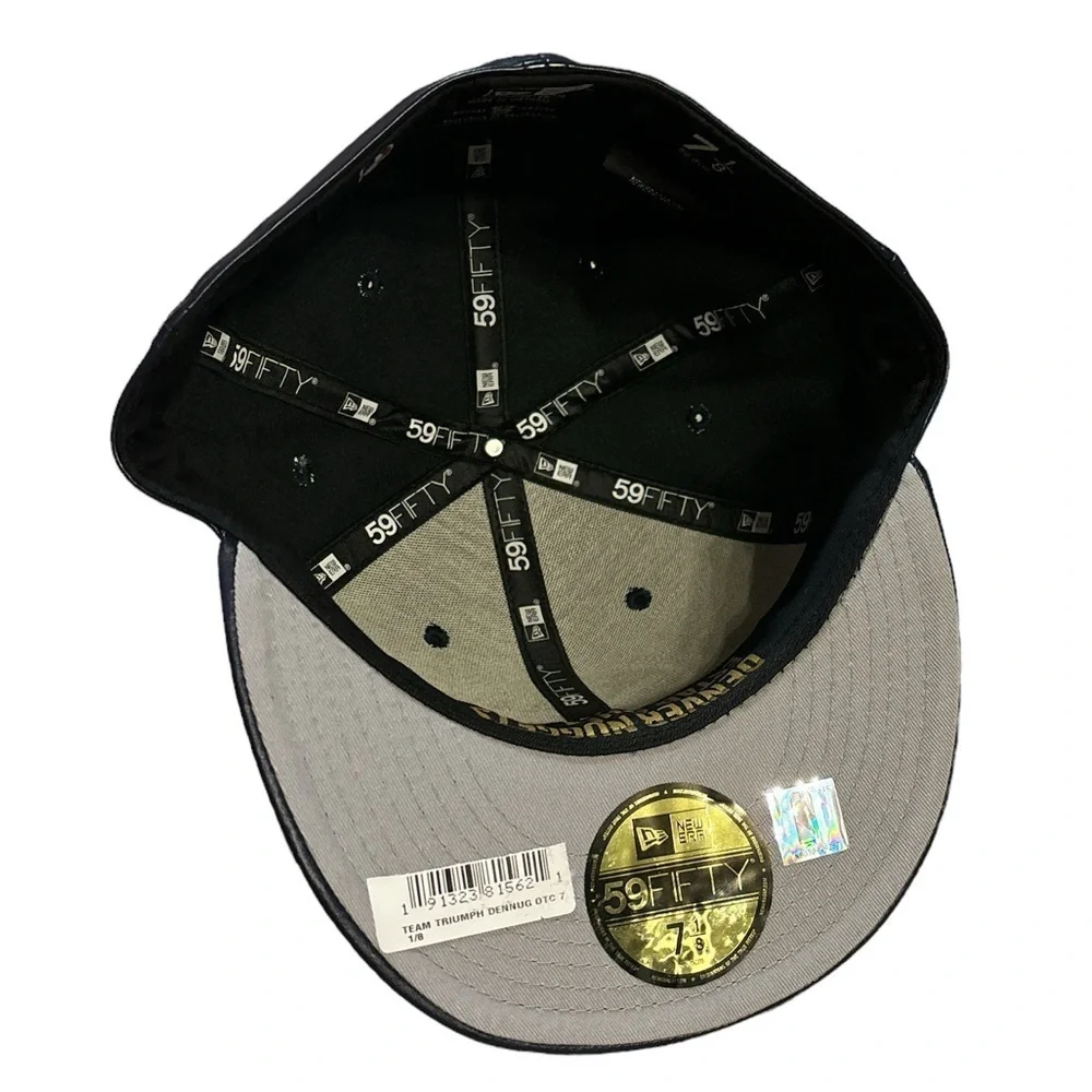 New Era Team Triumph Fitted‎ Hat Denver Nuggets Navy Blue and Gold Size 7 1/8